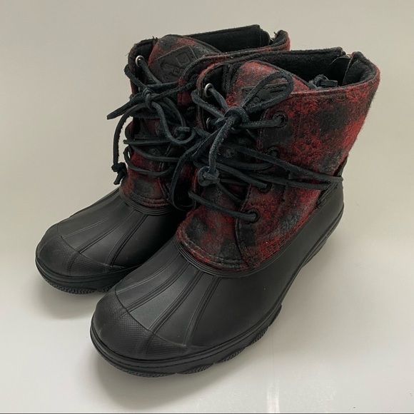 Sperry Top Sider Saltwater Duck Boots Back Zip Plaid Women's Size 5 M - Picture 1 of 9